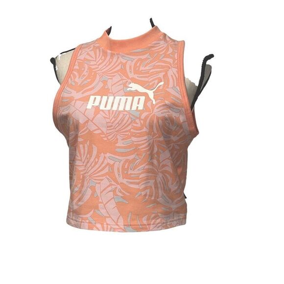 Puma Women's Floral-Vibes AOP Top, Peach Pink, Sz. L - Picture 3 of 8